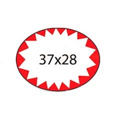 Этикет-лента 37x28 овальная белая с красным препринтом
